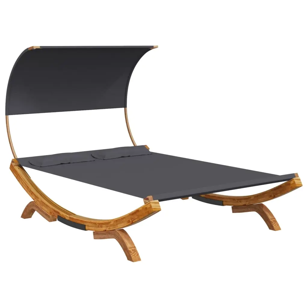Outdoor Lounge Bed with Canopy 165x203x126cm Solid Bent Wood Anthracite 313954 - Furniture