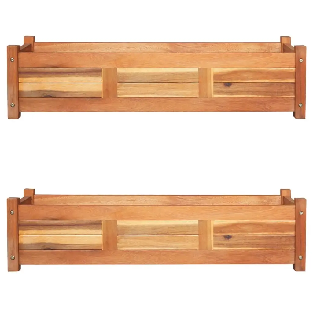 Garden Raised Beds 2 pcs Acacia Wood 100x30x25 cm 3057522 - Home & Garden