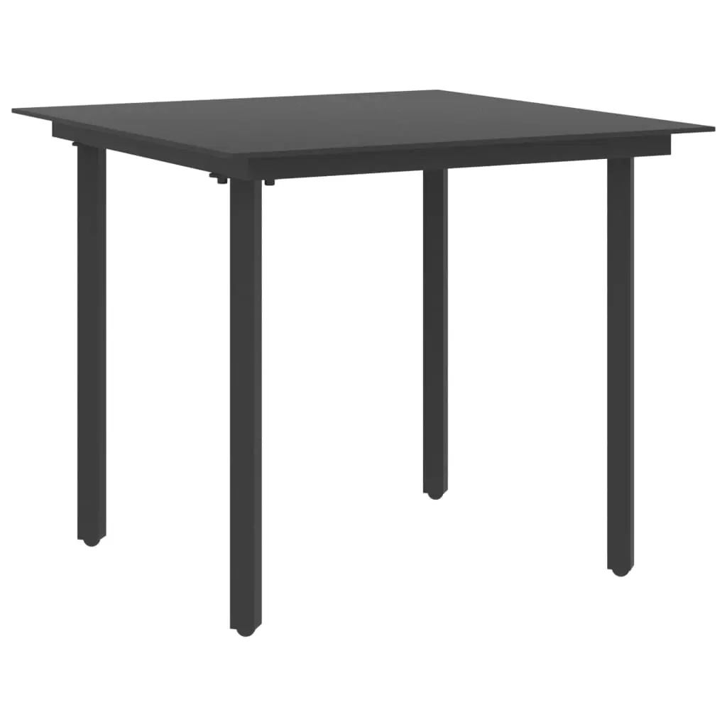 Garden Dining Table Black 80x80x74 cm Steel and Glass 313109 - Furniture