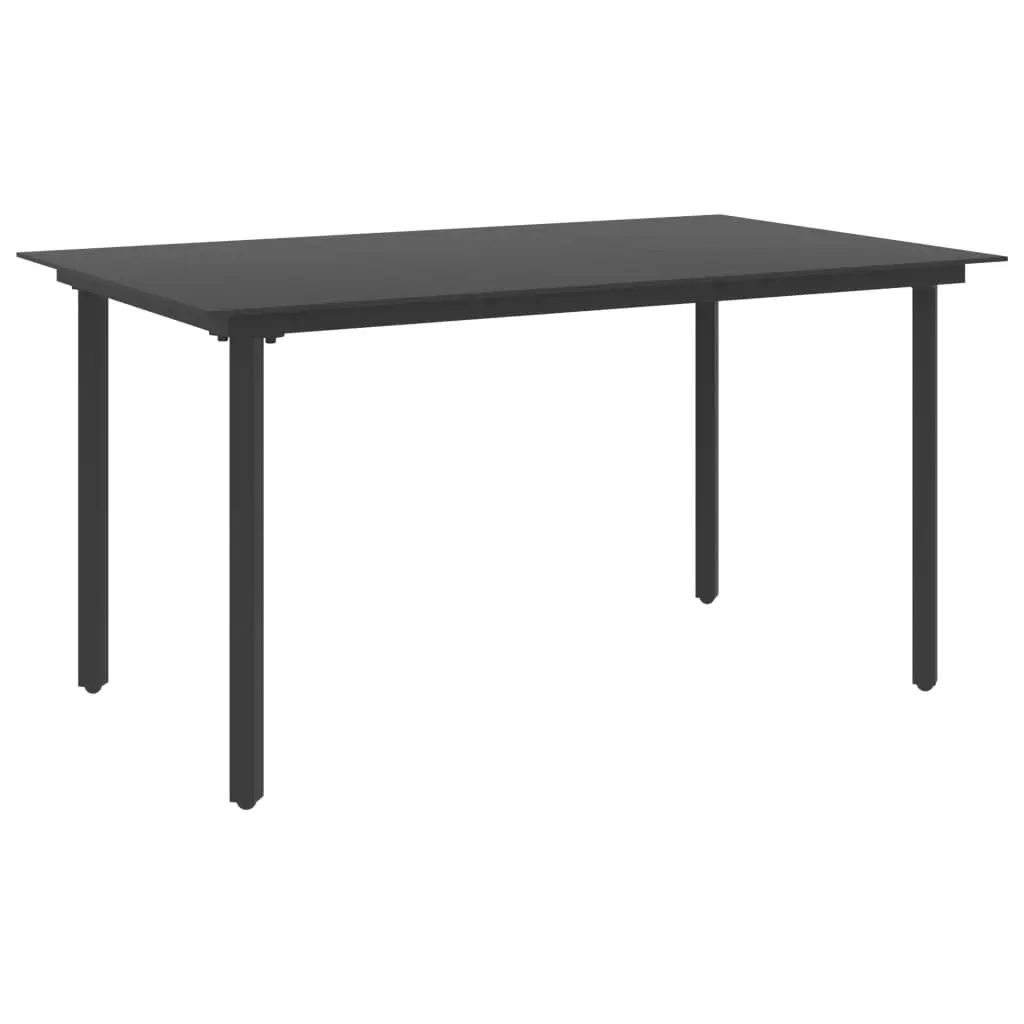 Garden Dining Table Black 150x80x74 cm Steel and Glass 313110 - Furniture