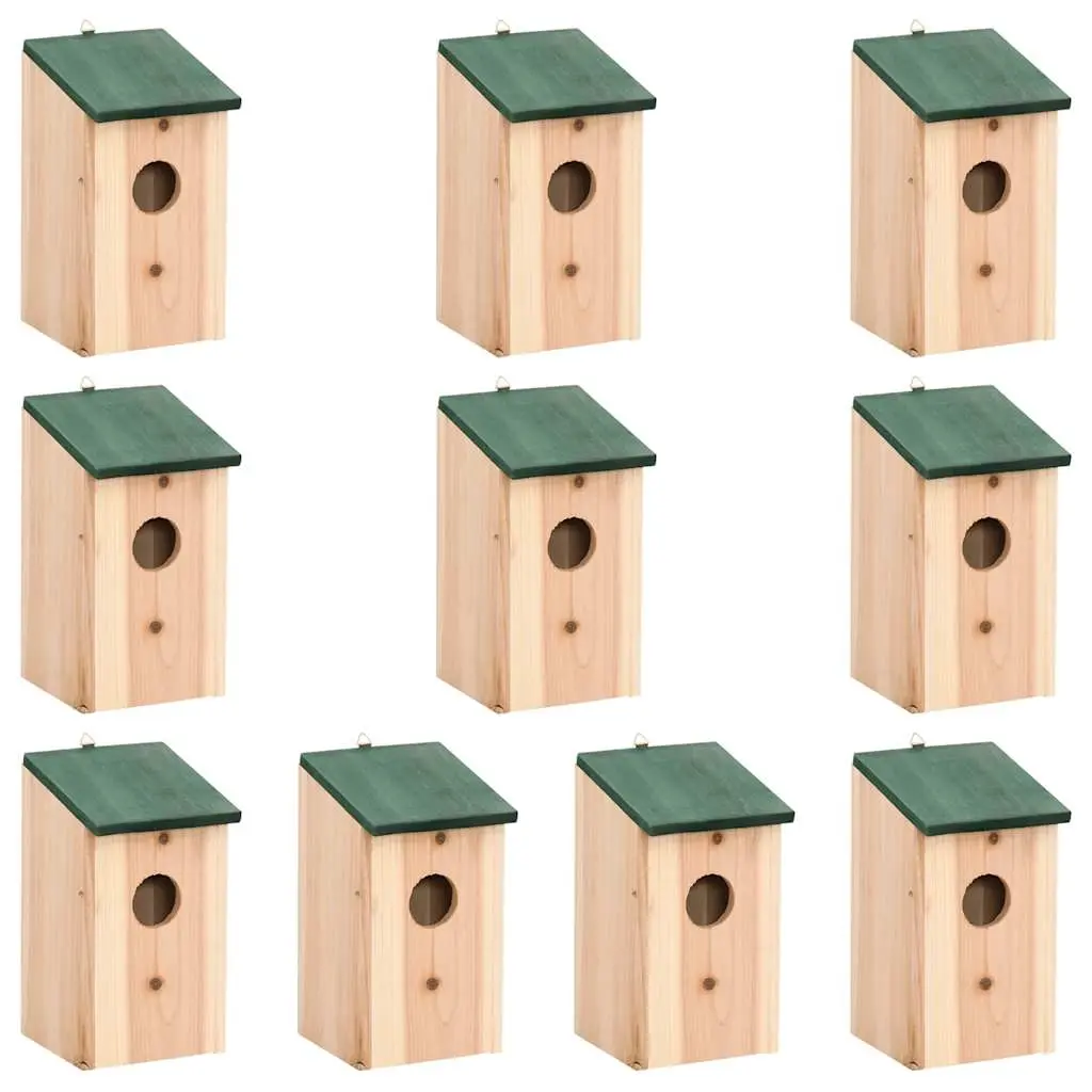 Bird Houses 10 pcs Solid Firwood 12x12x22 cm 314815 - Home & Garden