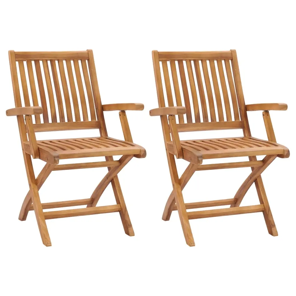 Folding Garden Chairs 2 pcs Solid Teak Wood 315104 - Furniture
