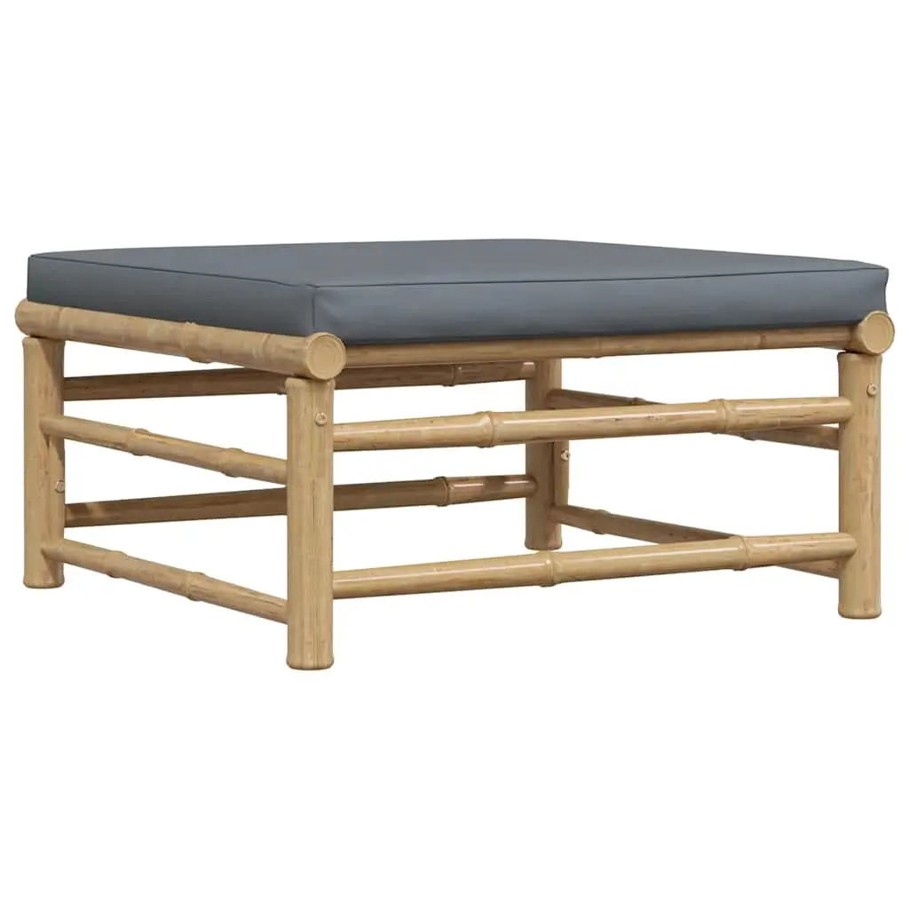 Garden Footrest with Dark Grey Cushion Bamboo 313155 - Furniture