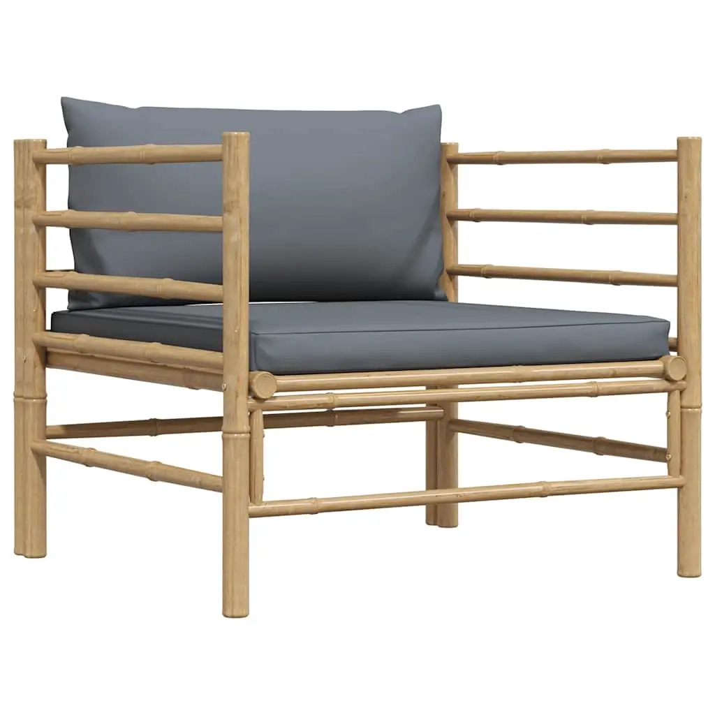 Garden Sofa with Dark Grey Cushions Bamboo 313156 - Furniture
