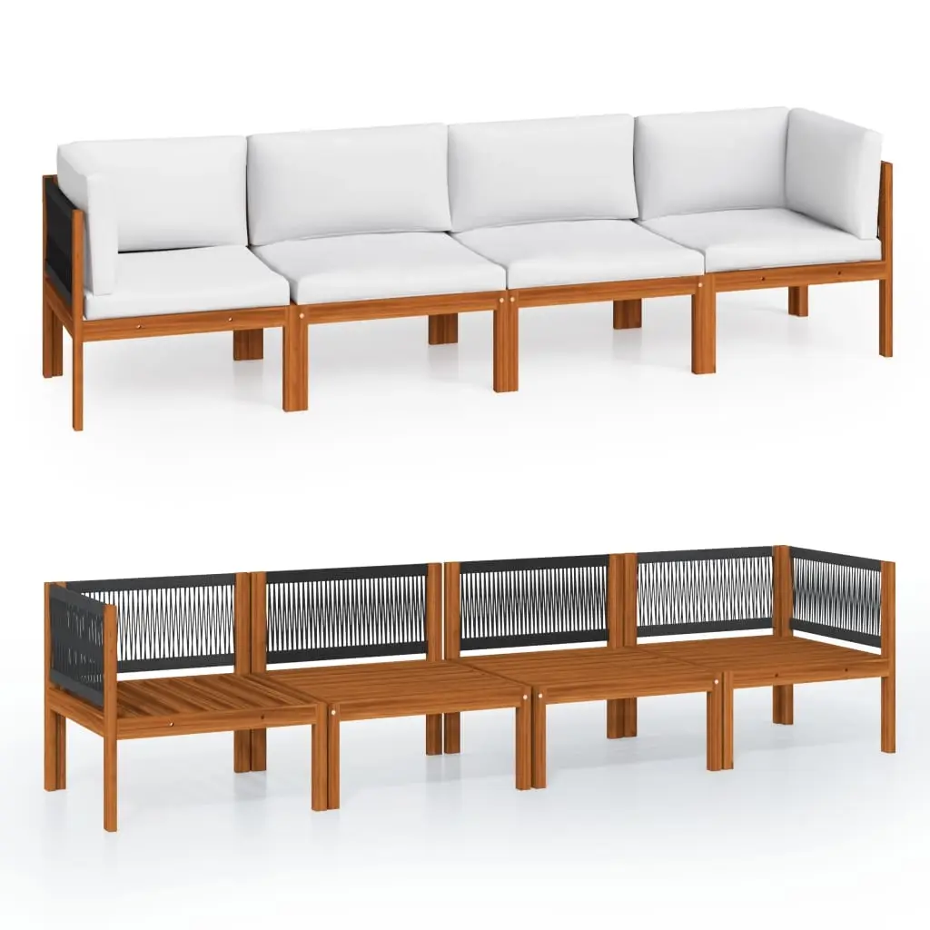 4-Seater Garden Sofa with Cushion Wood Acacia&Rope 3057884