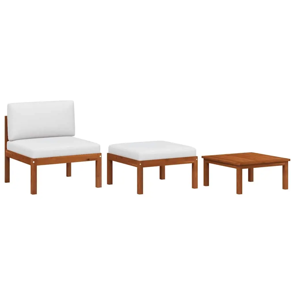 3 Piece Garden Lounge Set with Cushions Wood Acacia&Rope 312425 - Furniture
