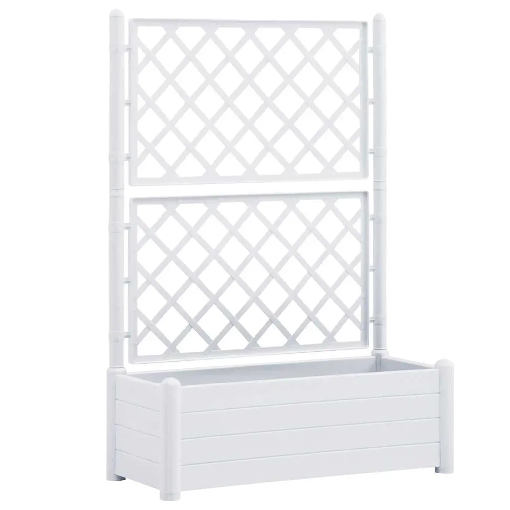 Garden Planter with Trellis 100x43x142 cm PP White 313983 - Home & Garden