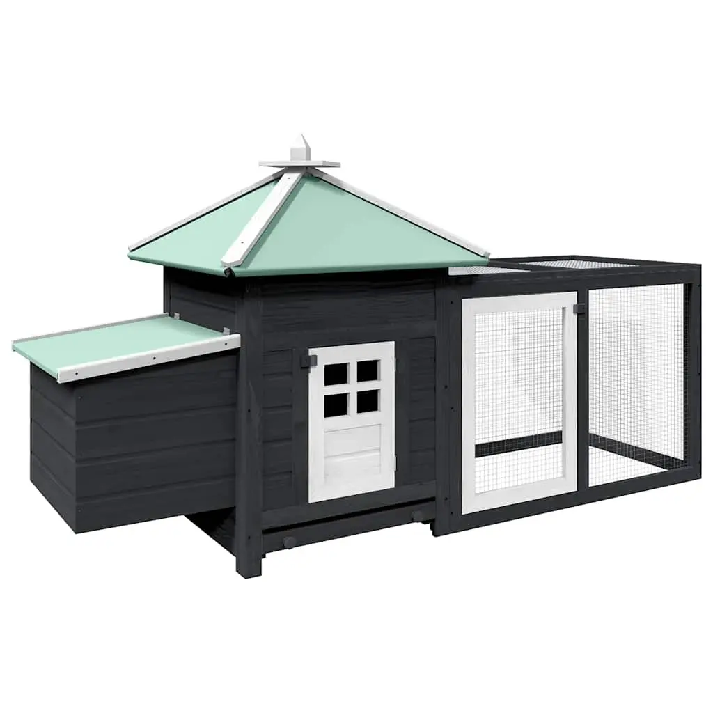Chicken Coop with Nest Box Grey 190x72x102 cm Solid Firwood 170981 - Pets