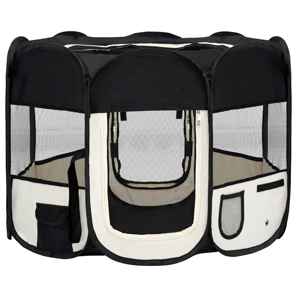 Foldable Dog Playpen with Carrying Bag Black 90x90x58 cm 171005 - Pets