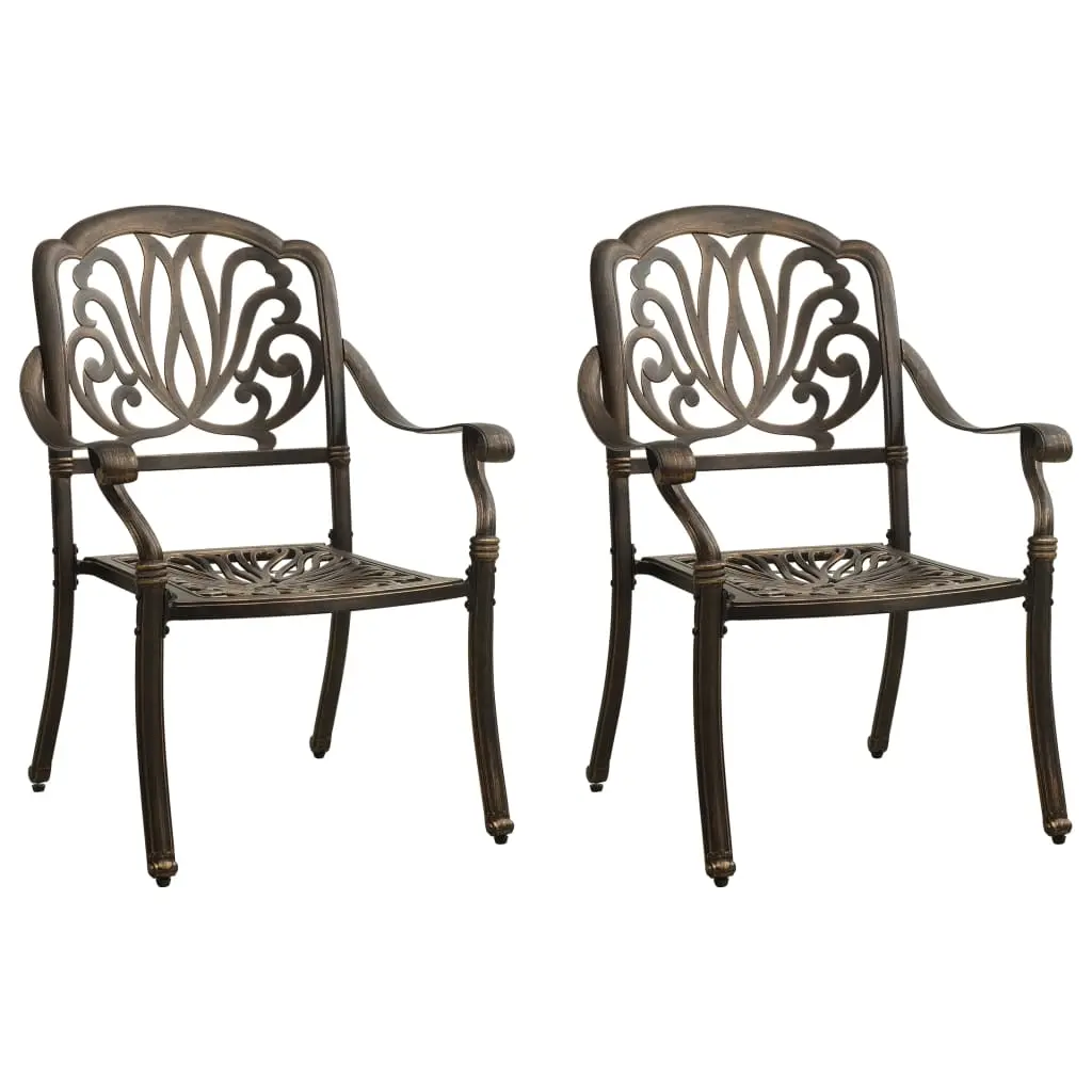 Garden Chairs 2 pcs Cast Aluminium Bronze 315567 - Furniture