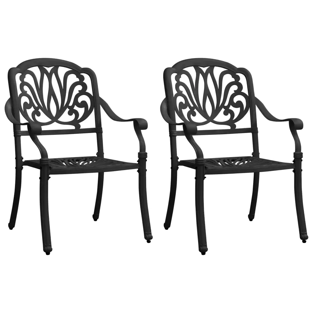 Garden Chairs 2 pcs Cast Aluminium Black 315568 - Furniture