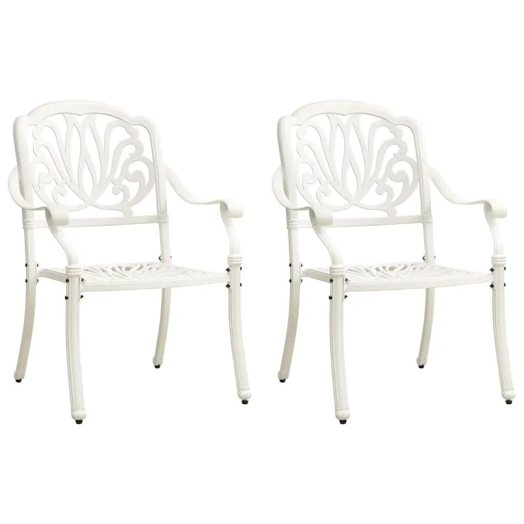 Garden Chairs 2 pcs Cast Aluminium White 315569 - Up to 65% off Outdoor Furniture