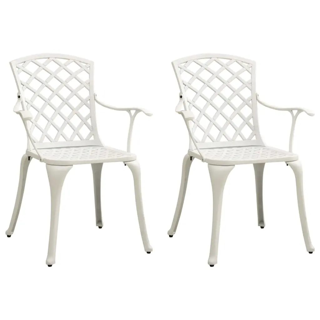 Garden Chairs 2 pcs Cast Aluminium White 315574 - Furniture