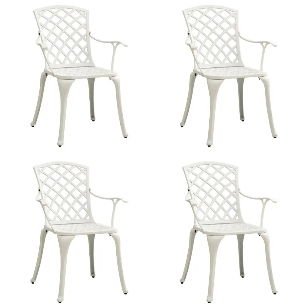 Garden Chairs 4 pcs Cast Aluminium White 315575 - Furniture