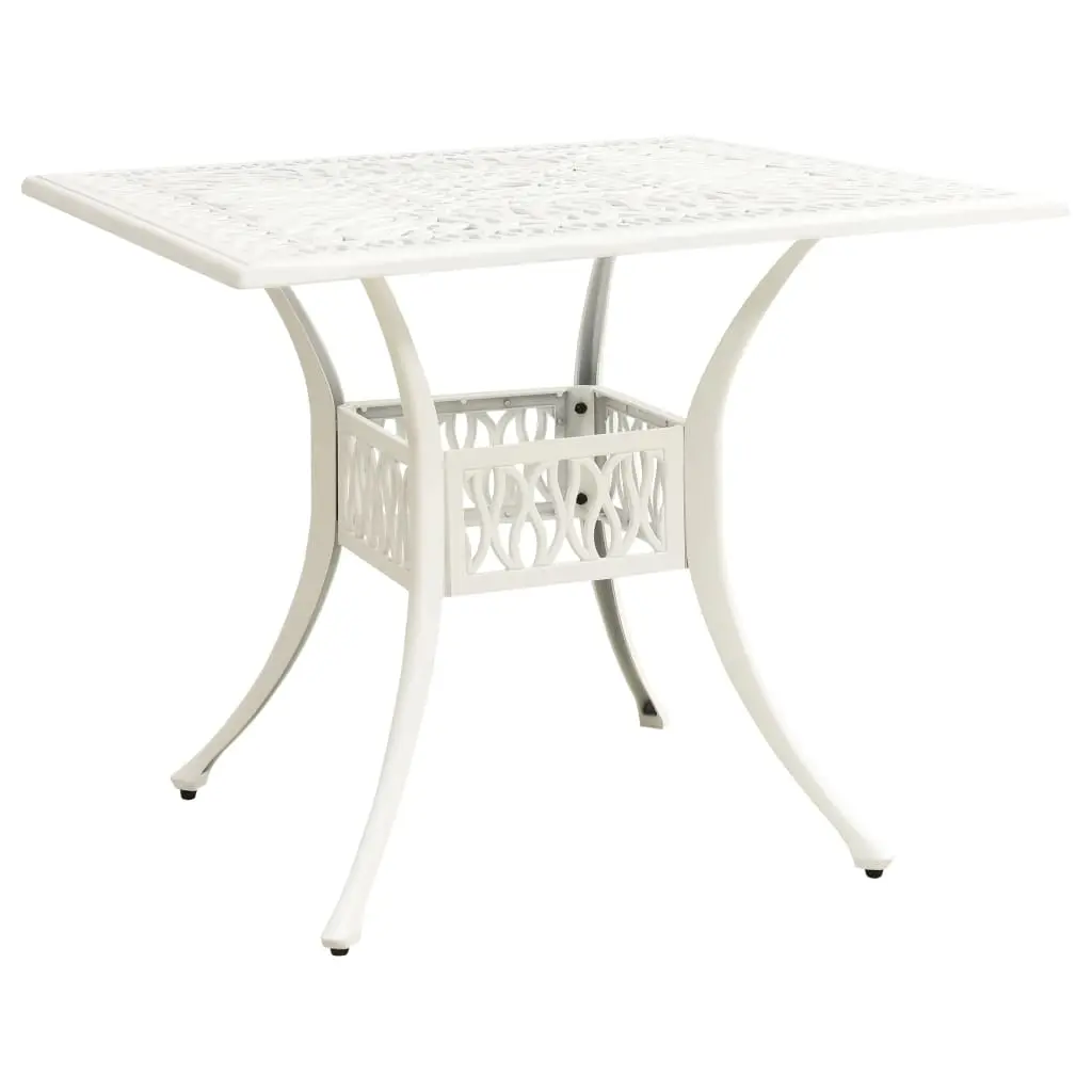 Garden Table White 90x90x73 cm Cast Aluminium 315590 - Furniture