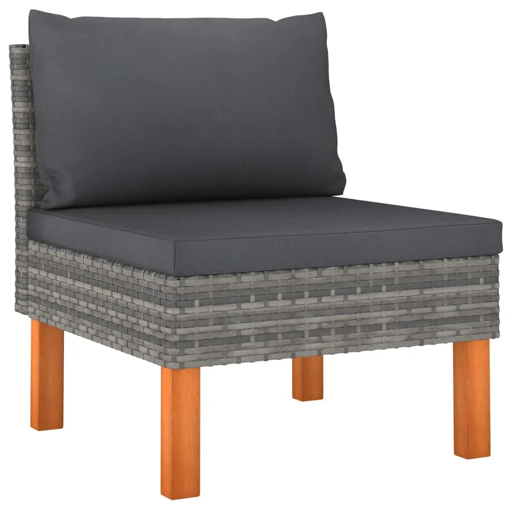 Middle Sofa Poly Rattan and Solid Eucalyptus Wood 315753 - Furniture