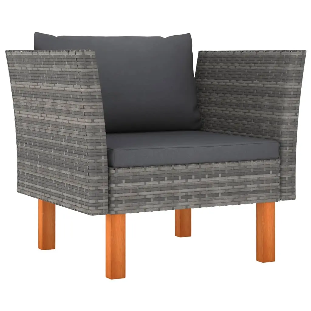 Garden Sofa Poly Rattan and Solid Eucalyptus Wood 315755 - Furniture
