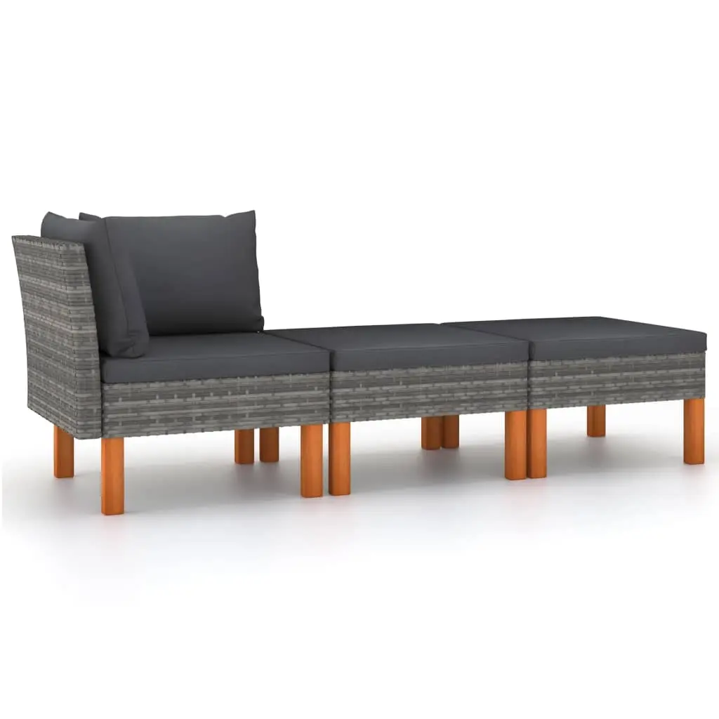 3 Piece Garden Lounge Set Poly Rattan and Solid Eucalyptus Wood 315760 - Furniture