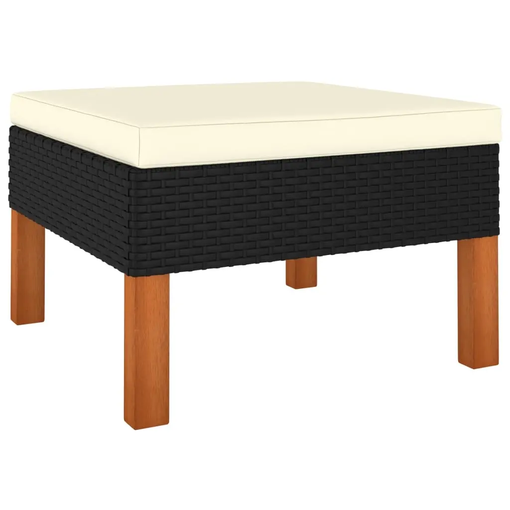 Footstool Poly Rattan and Solid Eucalyptus Wood 315761 - Furniture