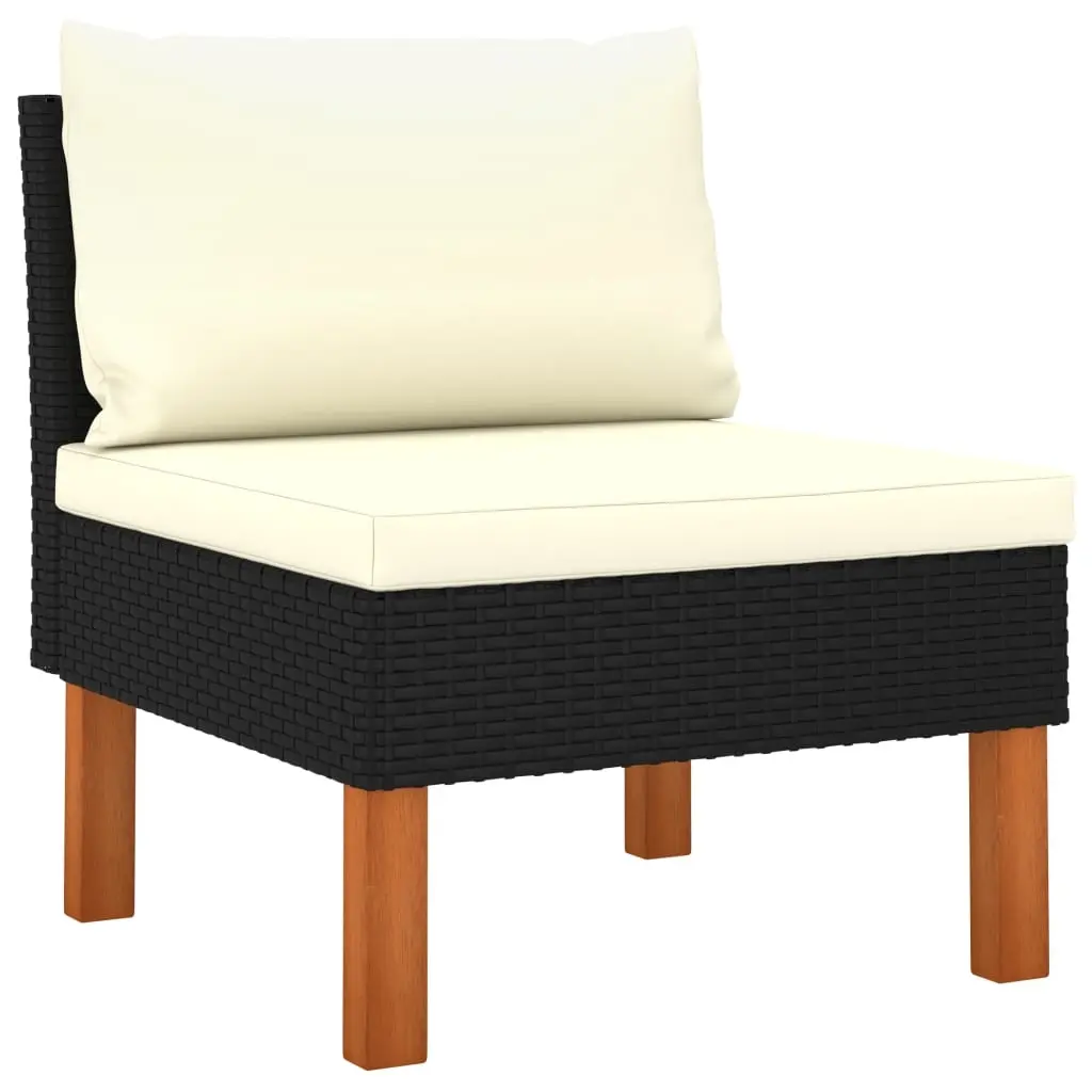 Middle Sofa Poly Rattan and Solid Eucalyptus Wood 315762 - Furniture