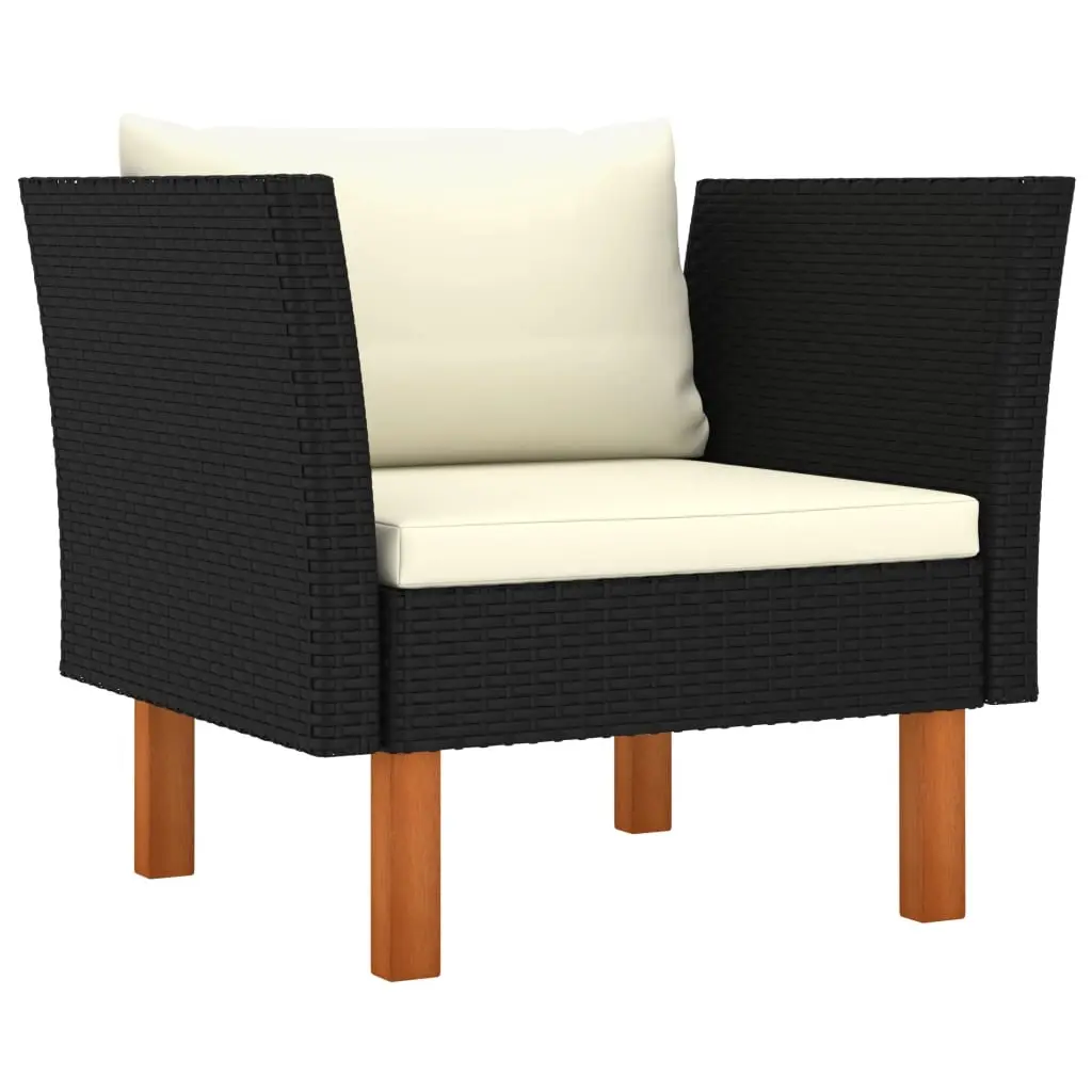 Garden Sofa Poly Rattan and Solid Eucalyptus Wood 315764 - Furniture