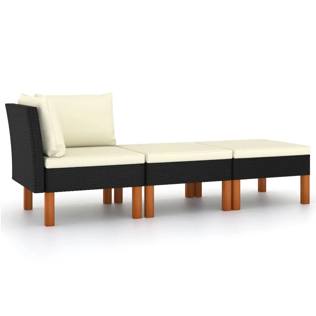 3 Piece Garden Lounge Set Poly Rattan and Solid Eucalyptus Wood 315769 - Furniture