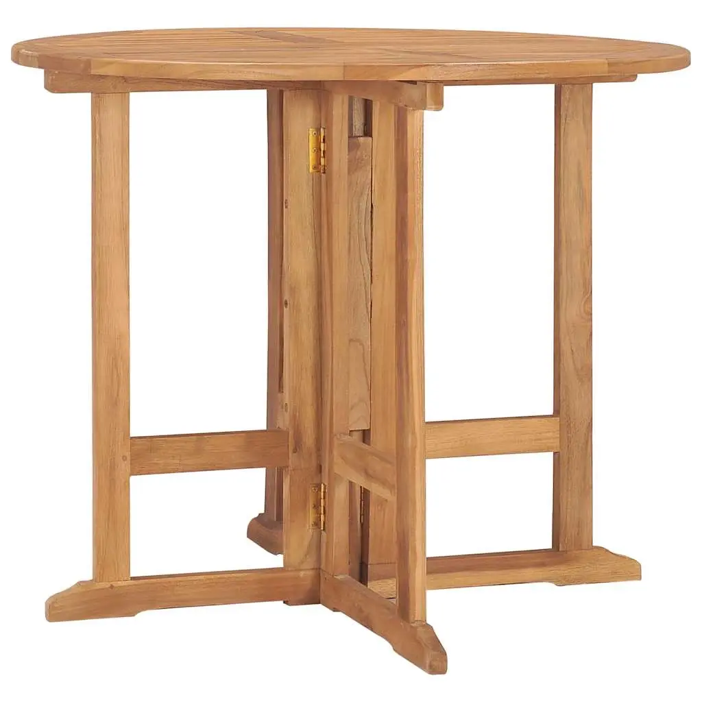 Folding Garden Dining Table Ø90x75 cm Solid Teak Wood 315446 - Furniture