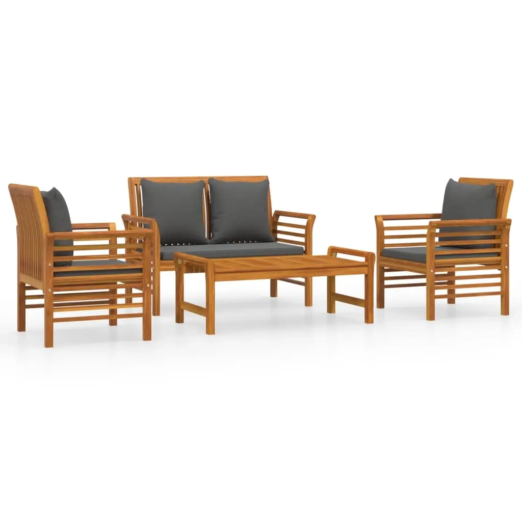 4 Piece Garden Lounge Set with Cushions Solid Wood Acacia 3058098 - Furniture