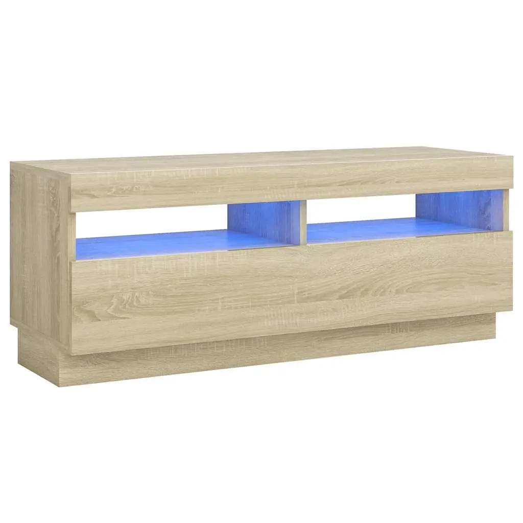 TV Cabinet with LED Lights Sonoma Oak 100x35x40 cm 804457 - Furniture