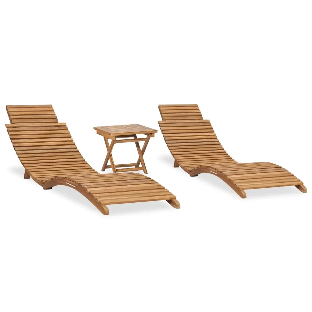 3 Piece Folding Garden Lounge Set Solid Teak Wood 3059960 - Furniture