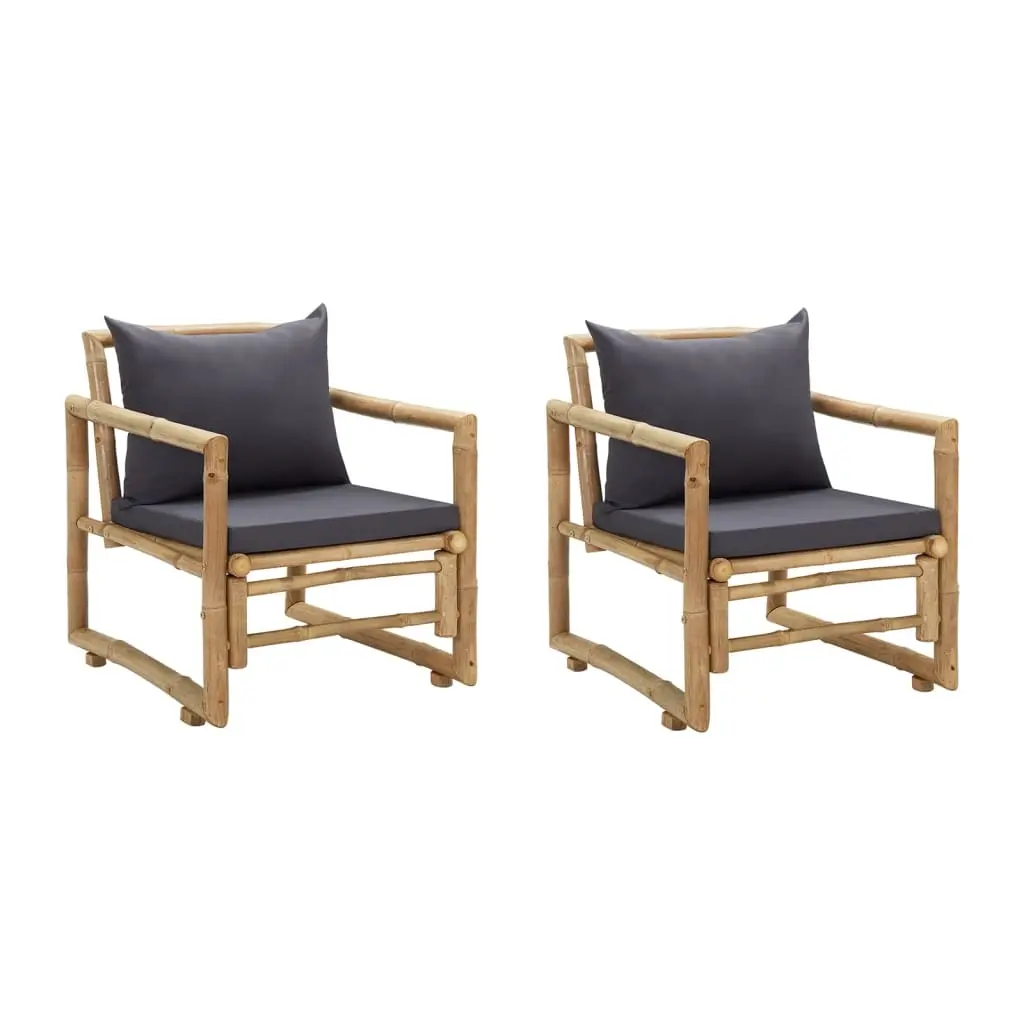 Garden Chairs with Cushions 2 pcs Bamboo 315599 - Furniture