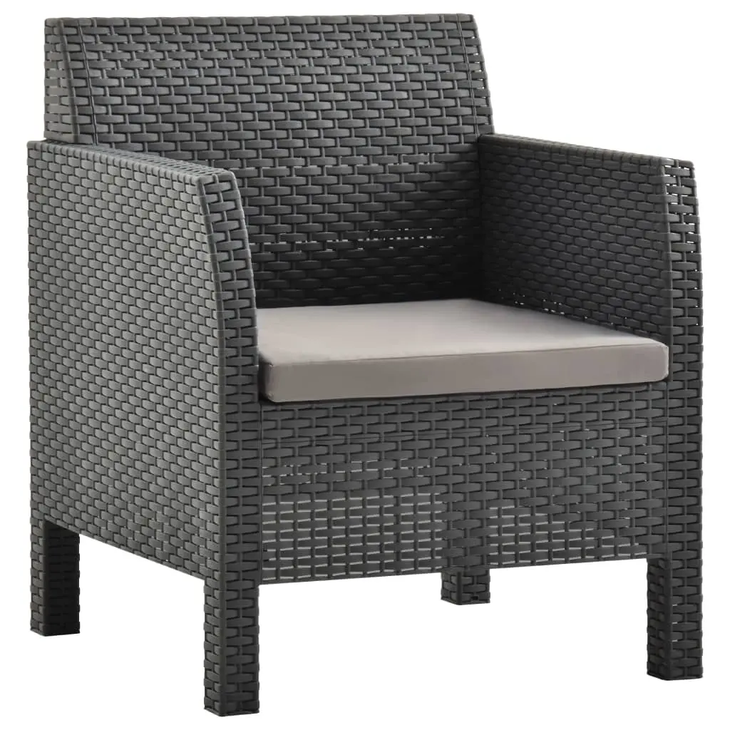 Garden Chair with Cushion Anthracite 63x65x76 cm PP Rattan 315639 - Furniture
