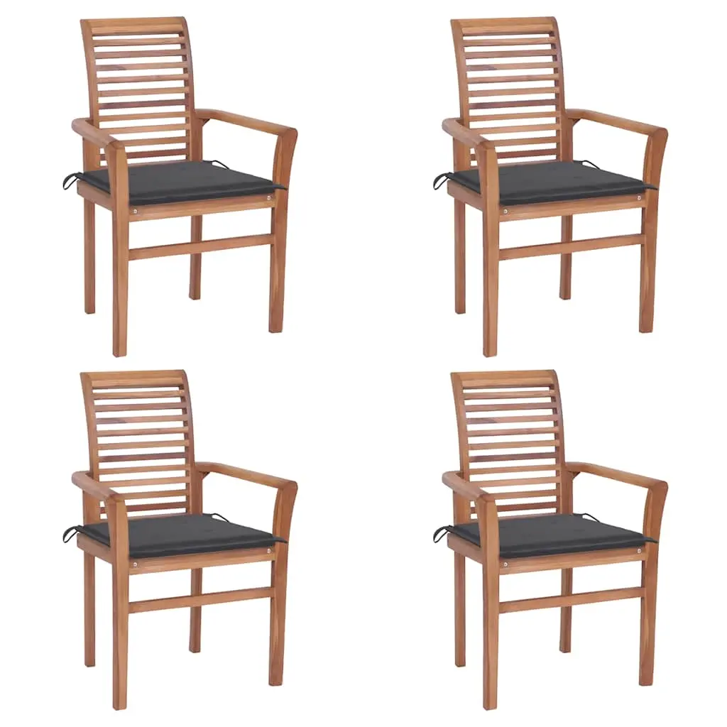 Dining Chairs 4 pcs with Anthracite Cushions Solid Teak Wood 3062622 - Furniture