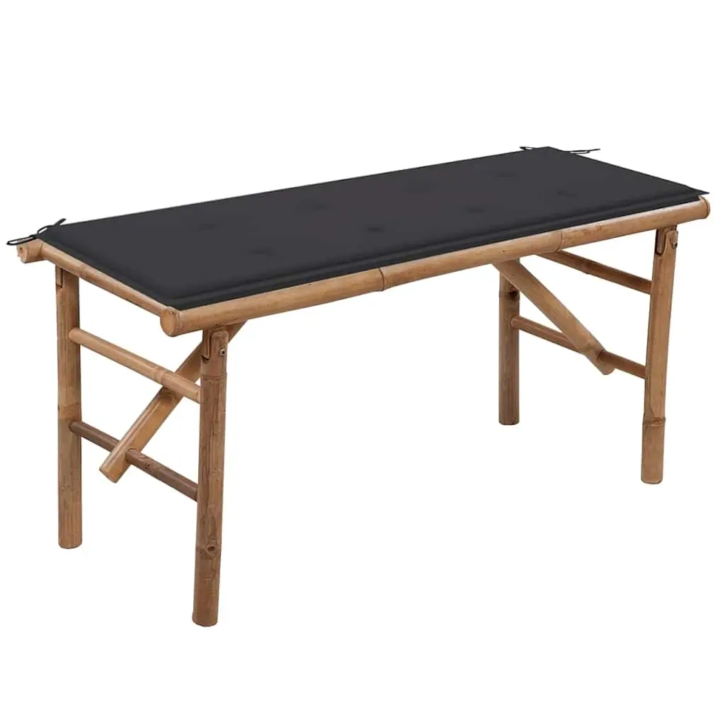 Folding Garden Bench with Cushion 118 cm Bamboo 3063849 - Furniture