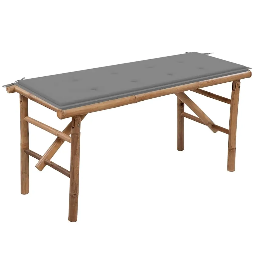 Folding Garden Bench with Cushion 118 cm Bamboo 3063850 - Furniture