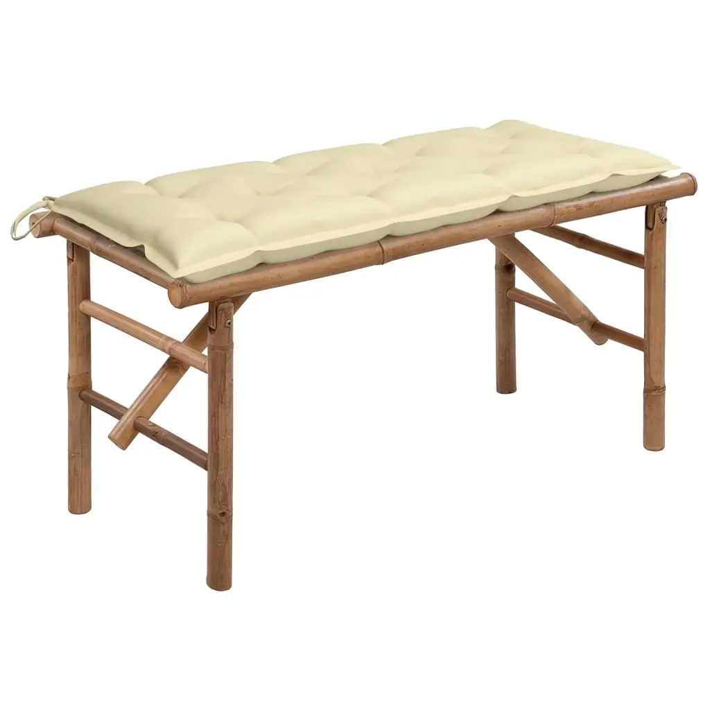 Folding Garden Bench with Cushion 118 cm Bamboo 3063866 - Furniture