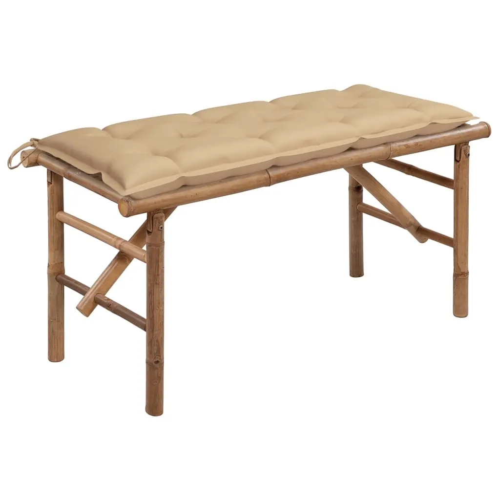 Folding Garden Bench with Cushion 118 cm Bamboo 3063867 - Furniture