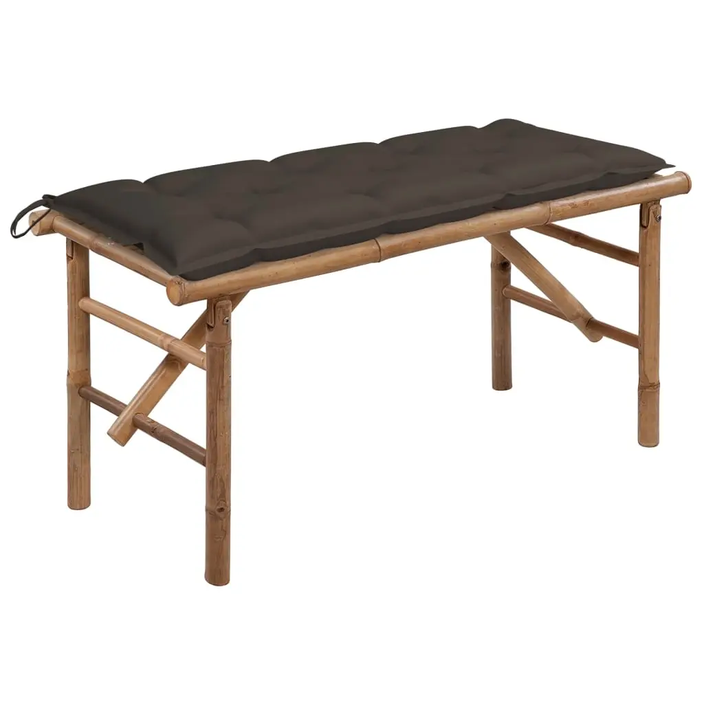 Folding Garden Bench with Cushion 118 cm Bamboo 3063872 - Furniture