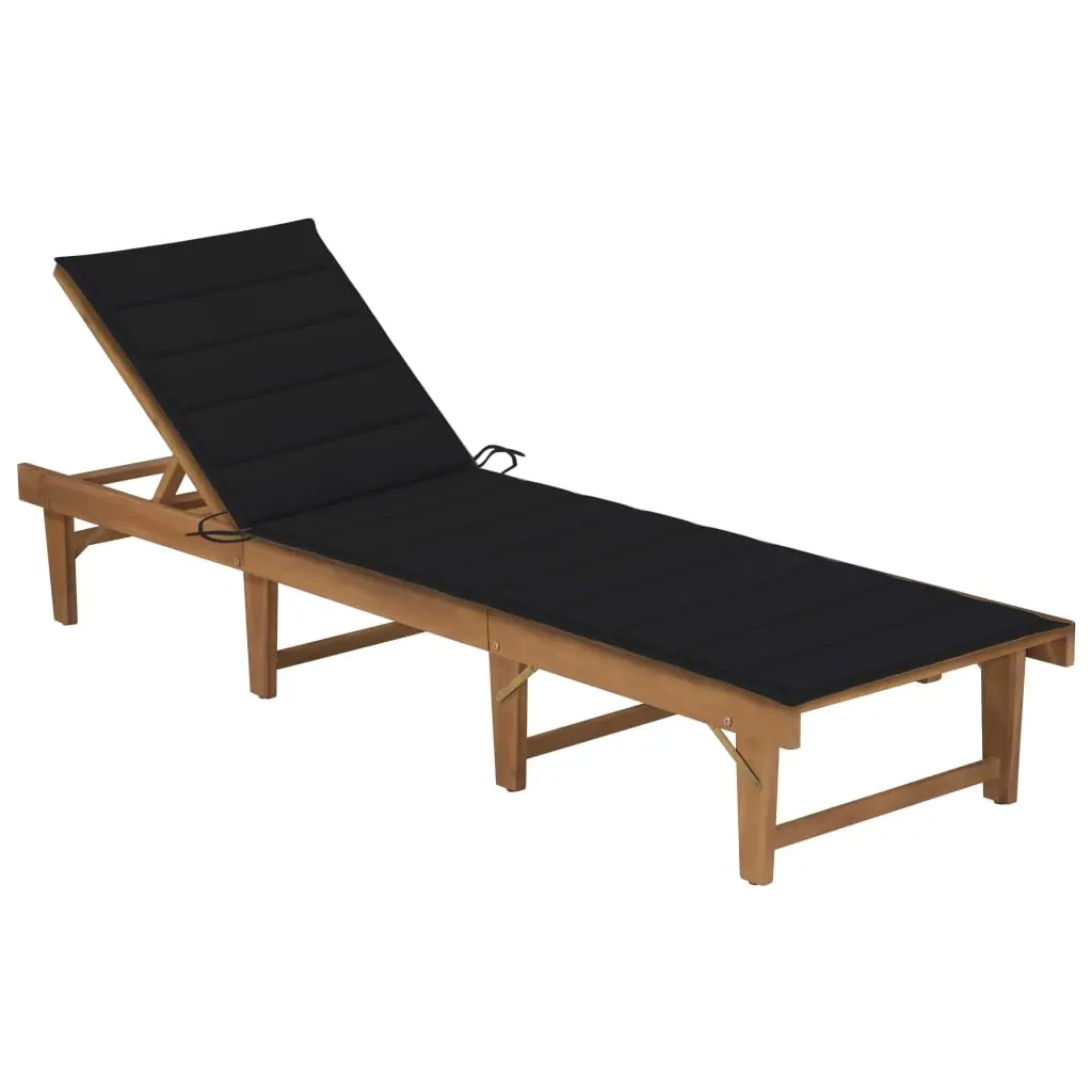 Folding Sun Lounger with Cushion Solid Acacia Wood 3064171 - Furniture