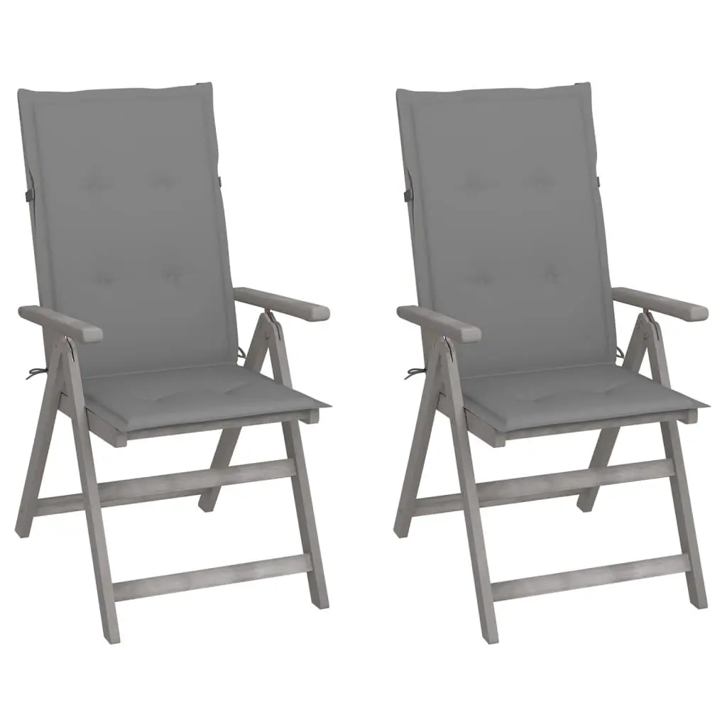 Garden Reclining Chairs 2 pcs with Cushions Solid Wood Acacia 3064699 - Furniture