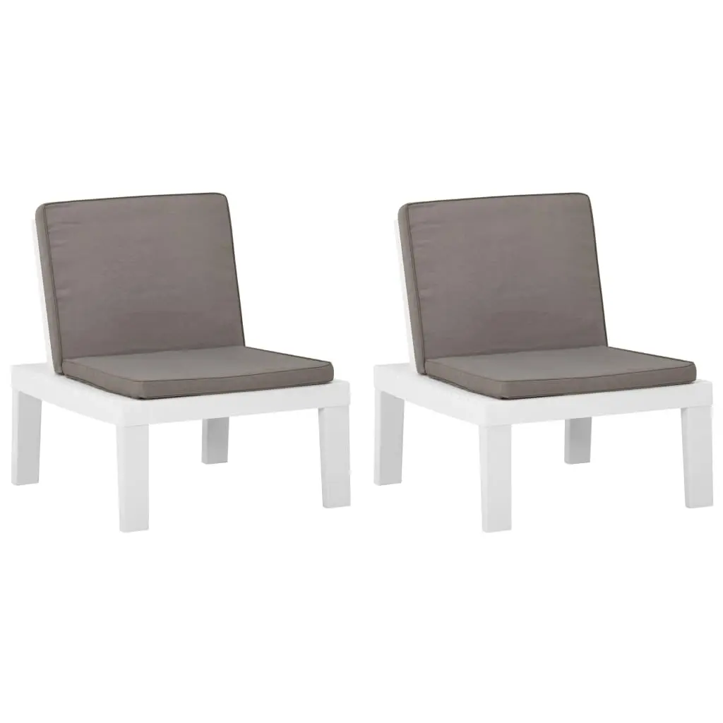 Garden Lounge Chairs with Cushions 2 pcs Plastic White 3059823 - Furniture