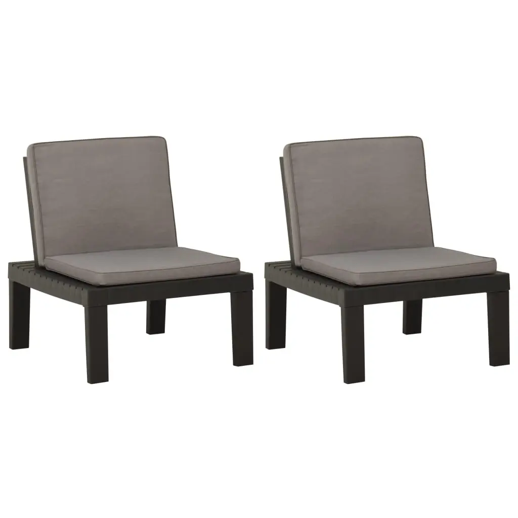 Garden Lounge Chairs with Cushions 2 pcs Plastic Grey 3059824 - Furniture