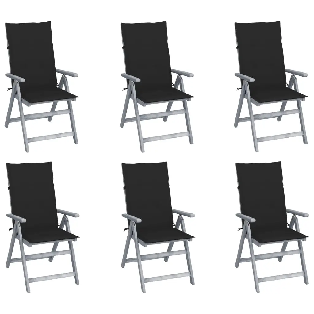 Garden Reclining Chairs 6 pcs with Cushions Solid Acacia Wood 3065324 - Furniture