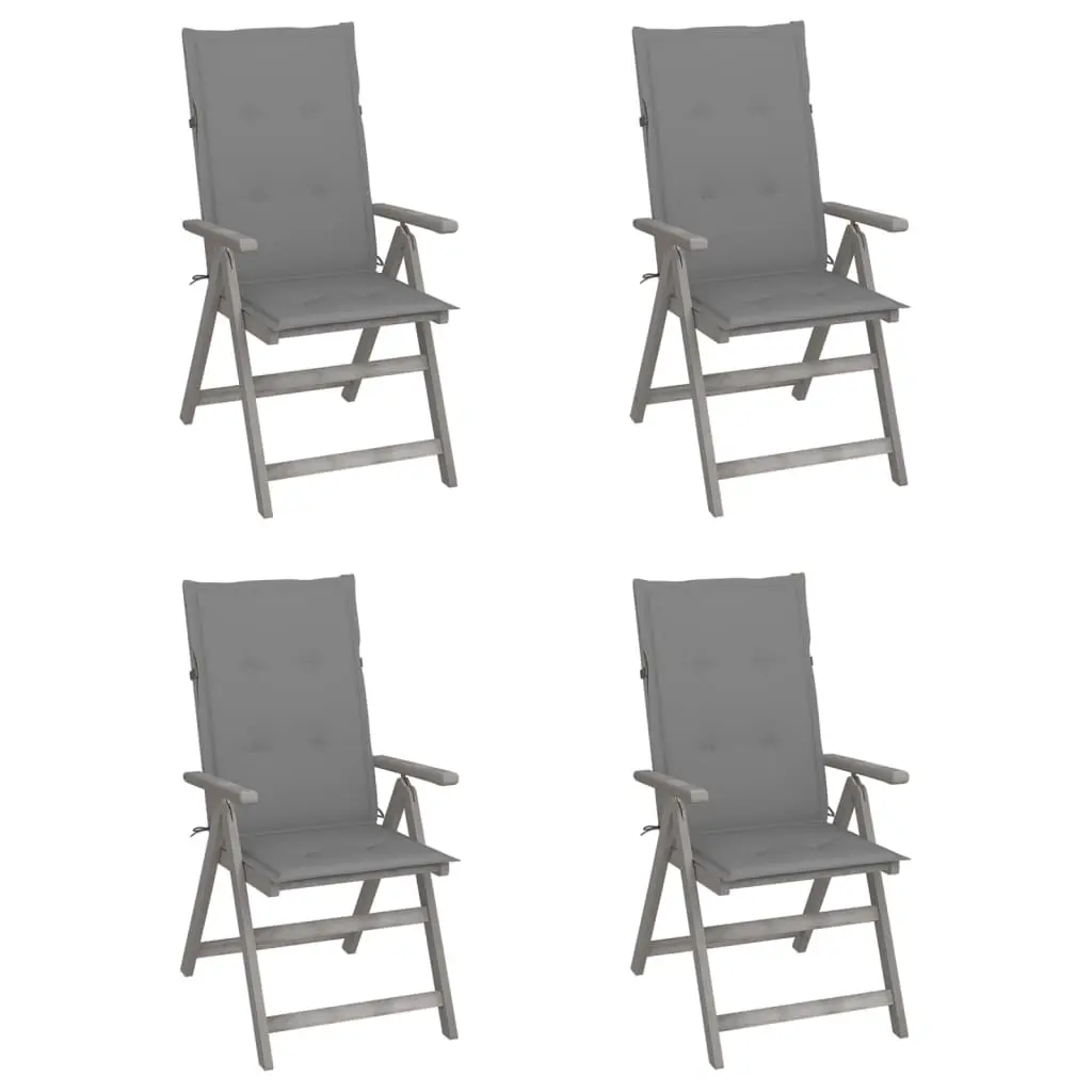 Garden Reclining Chairs 4 pcs with Cushions Solid Wood Acacia 3065378 - Furniture