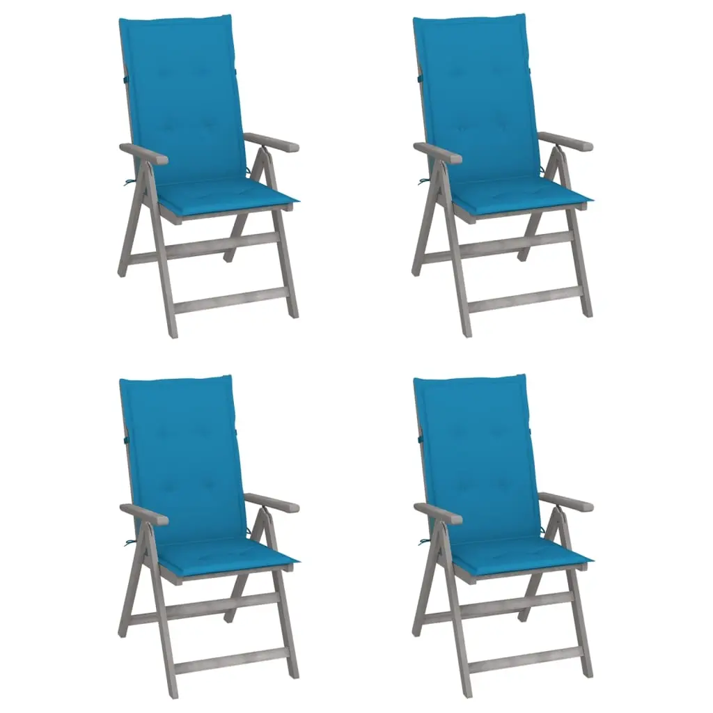 Garden Reclining Chairs 4 pcs with Cushions Solid Wood Acacia 3065381 - Furniture