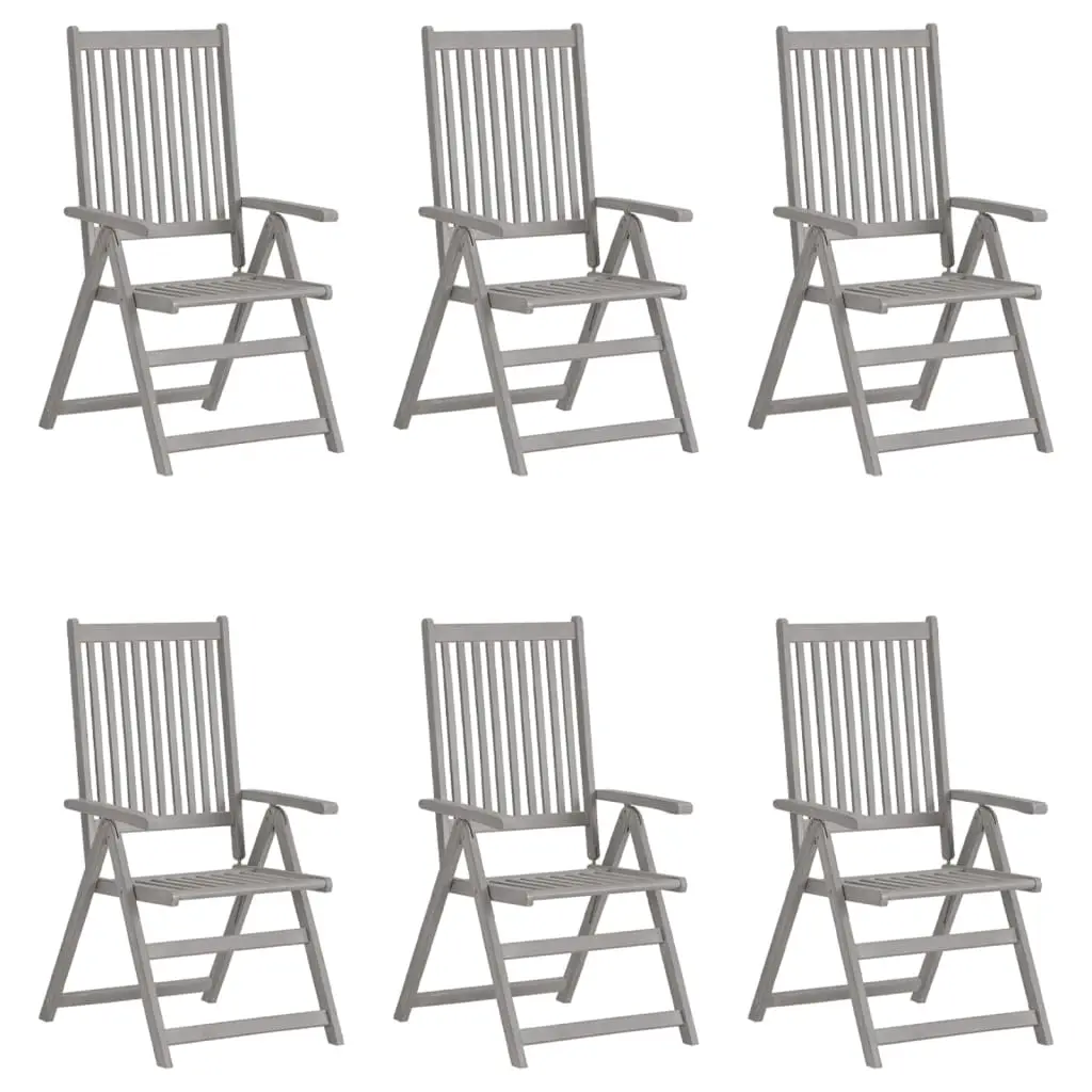 Garden Reclining Chairs 6 pcs Grey Solid Wood Acacia 3065518 - Furniture