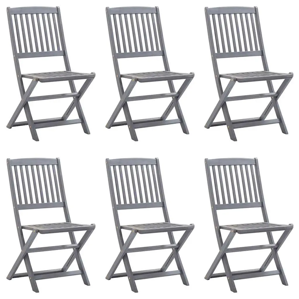 Folding Outdoor Chairs 6 pcs Solid Acacia Wood 3065520 - Furniture