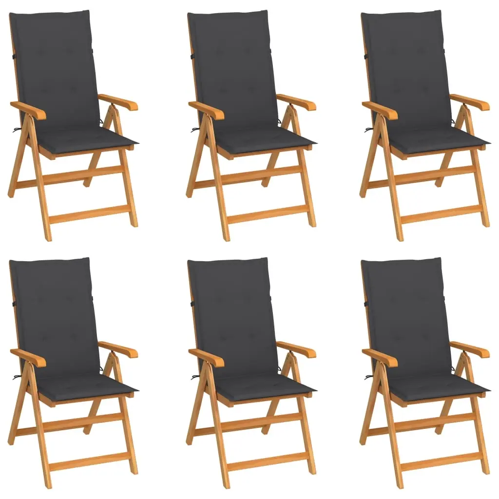Garden Chairs 6 pcs with Anthracite Cushions Solid Teak Wood 3065560 - Furniture