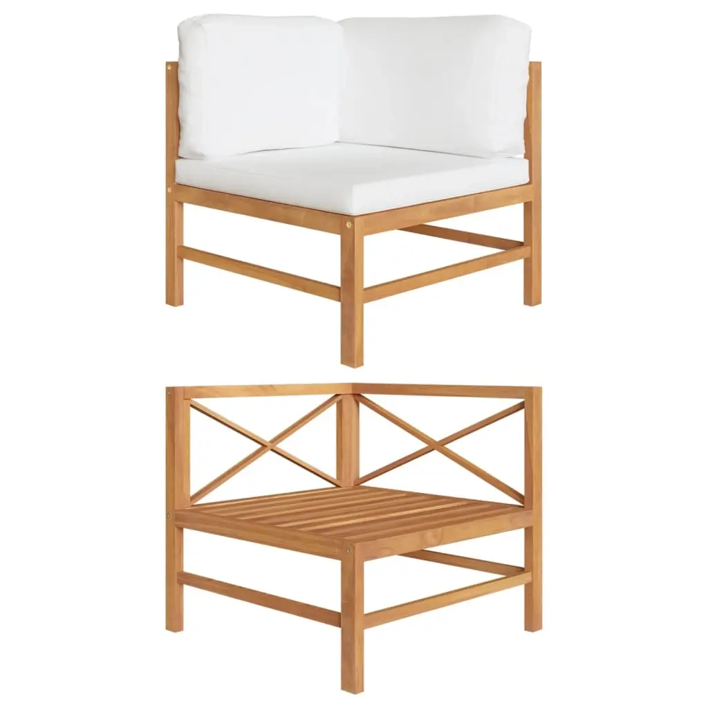 Corner Sofa with Cream Cushions Solid Teak Wood 316104 - Furniture