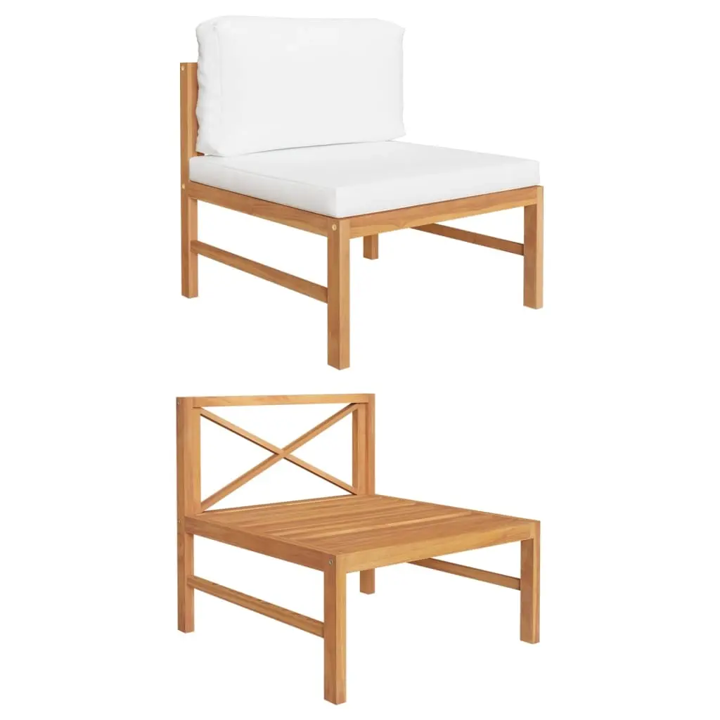 Middle Sofa with Cream Cushions Solid Teak Wood 316105 - Furniture